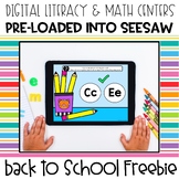 First Grade Digital Literacy and Math Centers for Seesaw FREEBIE