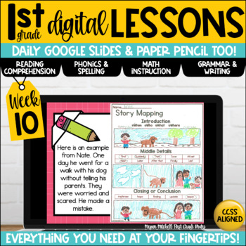 Preview of First Grade Digital & Paper Lesson Plans Week 10 Google Slides