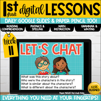 Preview of First Grade Digital & Paper Lesson Plans Week 11 Google Slides