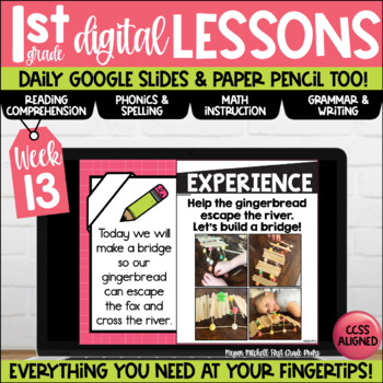 Preview of First Grade Digital & Paper Lesson Plans Week 13 Google Slides
