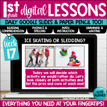 Preview of First Grade Digital & Paper Lesson Plans Week 17  Google Slides