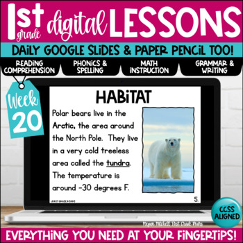 Preview of First Grade Digital & Paper Lesson Plans Week 20 Google Slides