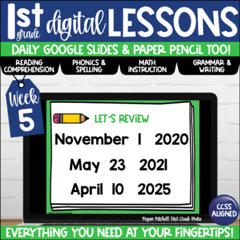 Preview of First Grade Digital & Paper Lesson Plans Week 5 Google Slides