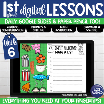 Preview of First Grade Digital & Paper Lesson Plans Week 6 Google Slides