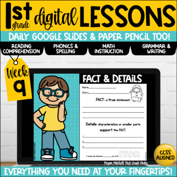 Preview of First Grade Digital & Paper Lesson Plans Week 9 Google Slides