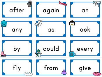 First Grade - Dolce Sight Words - 41 Winter Themed Flash Cards | TPT