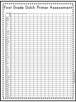 first grade dolch word assessment by a special kind of