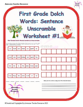 sentence unscramble worksheets teaching resources tpt