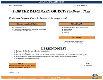 Preview of First Grade Drama Curriculum: Semester One