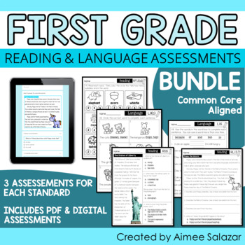 Preview of First Grade ELA Assessments Bundle / Distance Learning