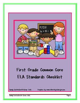 Preview of First Grade  ELA Common Core Standards Checklist