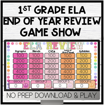 Preview of 1st Grade ELA End of Year Review | Game Show | Test Prep | NO PREP