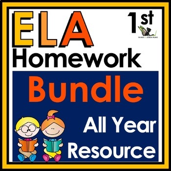 Preview of First Grade Weekly ELA Homework, Spiral Review Activities, Morning Work Bundle