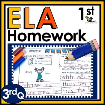 Preview of 1sr Grade Weekly ELA Homework, Morning Work and Spiral Review Activities - 3rd Q
