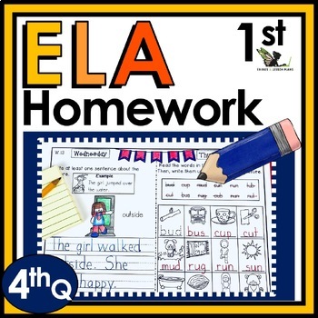 Preview of 1st Grade Weekly ELA Homework, Morning Work and Spiral Review Activities - 4th Q