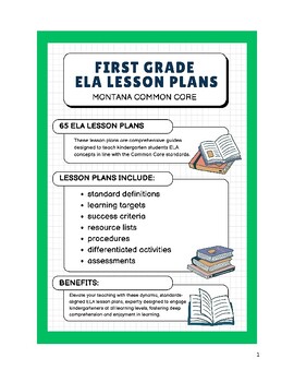 Preview of First Grade ELA Lesson Plans - Montana Common Core