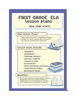Preview of First Grade ELA Lesson Plans - New York Common Core