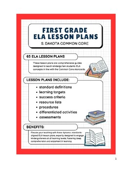 Preview of First Grade ELA Lesson Plans - S. Dakota Common Core