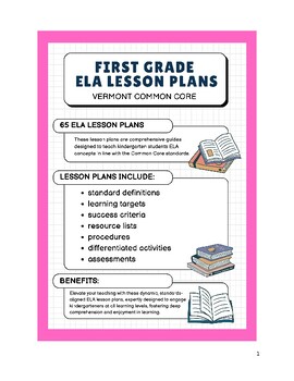 Preview of First Grade ELA Lesson Plans - Vermont Common Core