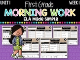 First Grade ELA Morning Work (Unit 1, Week 1)