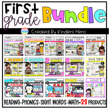 First Grade ELA Reading Comprehension Phonics Math Mega Bundle for ...