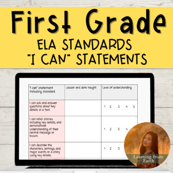Preview of First Grade ELA Standards Checklist