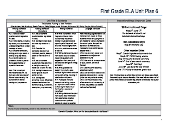 Preview of First Grade ELA Unit Plan- Trailblazers