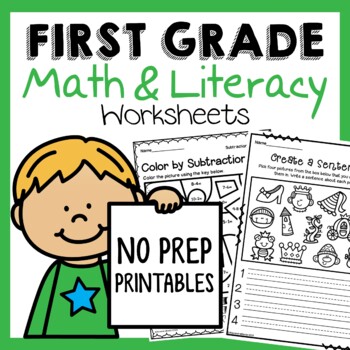 Preview of First Grade Math And Literacy Worksheets | First Grade Busy Work Early Finishers
