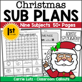 Christmas Sub Plans First Grade December Emergency Substit