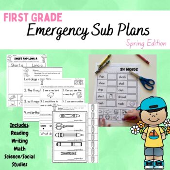 Preview of First Grade Emergency Sub Plans- Spring Edition