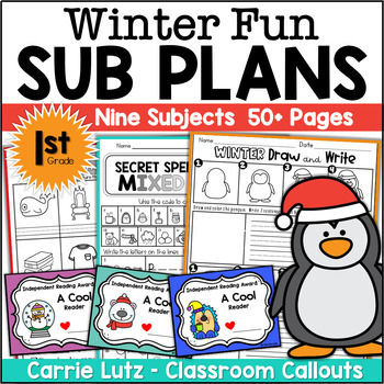 Preview of January Sub Plans First Grade Winter Emergency Substitute Plans
