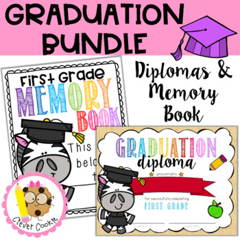 Preview of First Grade End of the Year Graduation BUNDLE {Diplomas and Memory Book}