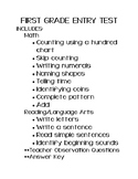 First Grade Entry Test