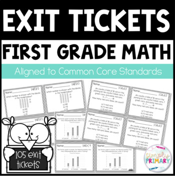 Preview of First Grade Exit Tickets | Math Quick Checks | Spiral Review