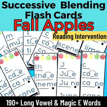 Preview of First Grade Fall Apple Long Vowel Silent E Words Successive Blending Flash Cards