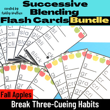 Preview of First Grade Fall Apple Successive Blending Flashcards Bundle Short Vowels & More