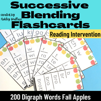 Preview of First Grade Fall Apples Digraph Words Successive Blending Flash Cards