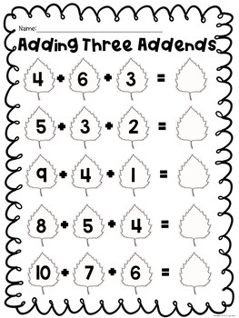 First Grade Fall Math Worksheets: No Prep by MadeForFirstGrade | TpT