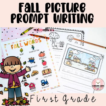 Preview of First Grade Fall Picture Prompt Writing and Literacy Center Resources