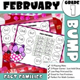 First Grade February BUMP Math Game - Fact Families