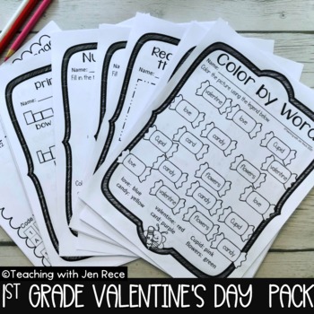 Preview of First Grade Valentine's Day/February Sub Plans