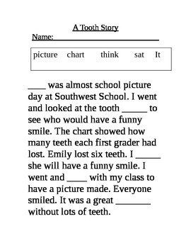 Preview of First Grade Fill in the Blank Stories