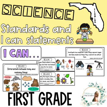 Preview of First Grade Florida NGSSS Science Standards and I can statements