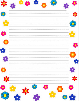 Preview of First Grade Flower Themed Lined Paper