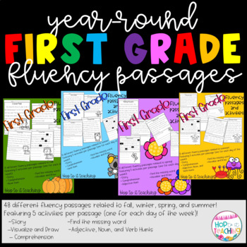 Preview of First Grade Fluency and Comprehension Passages Bundle: Track and Improve Reading