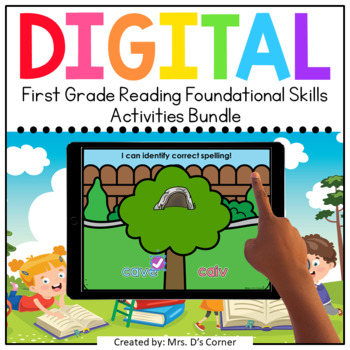 Preview of First Grade Foundational Skills Standards-Aligned Digital Activity Bundle