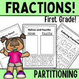 First Grade Fractions - Partitioning Shapes Activities NO 