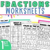 First Grade Fractions Worksheets Halves Fourths Quarters E