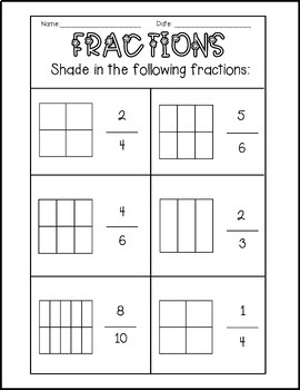 First-Grade Fractions and Activity Worksheets by Student Love Stores