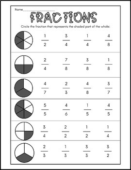 First-Grade Fractions and Activity Worksheets by Student Love Stores